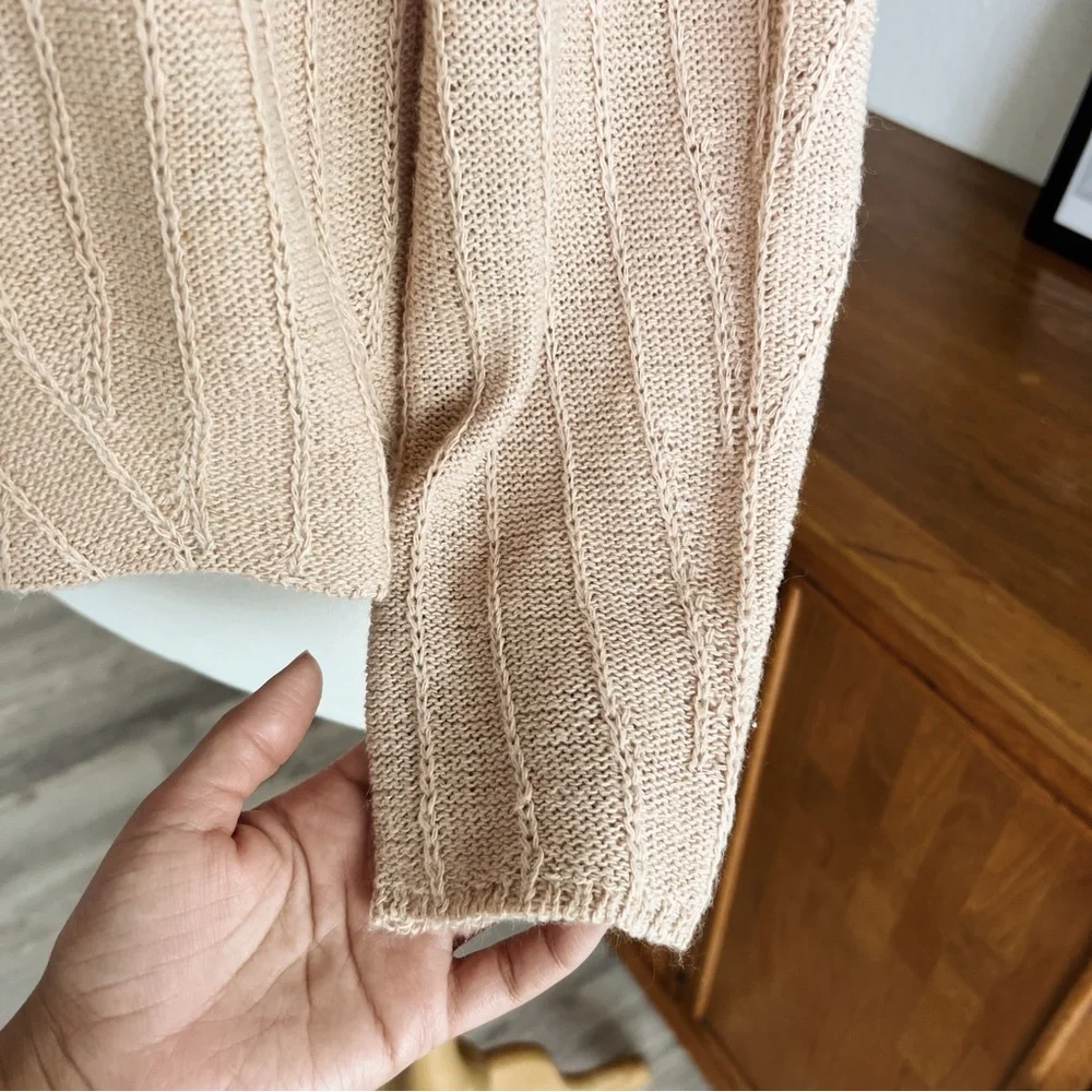 BEIGE LIGHTWEIGHT SWEATER TOP #0349 - Picture 5 of 9